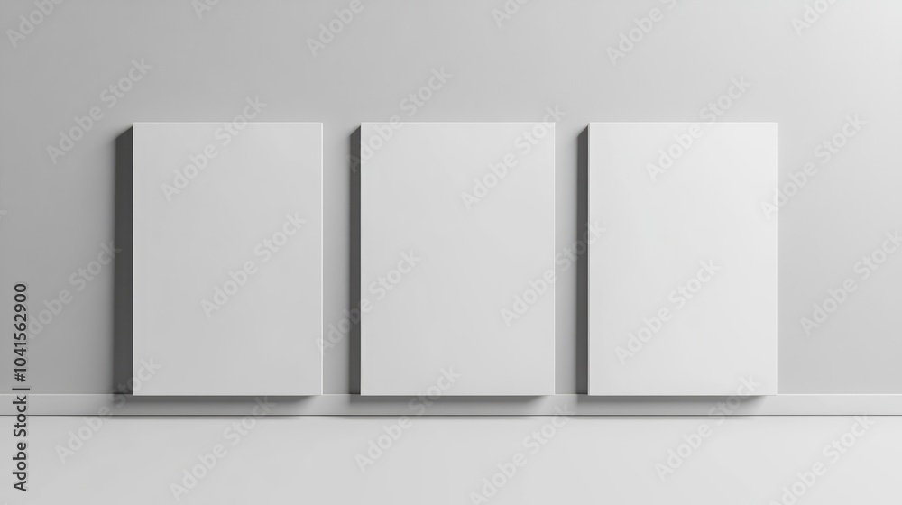 Poster Three blank mock up information boards in a white space ideal for showcasing text or images
