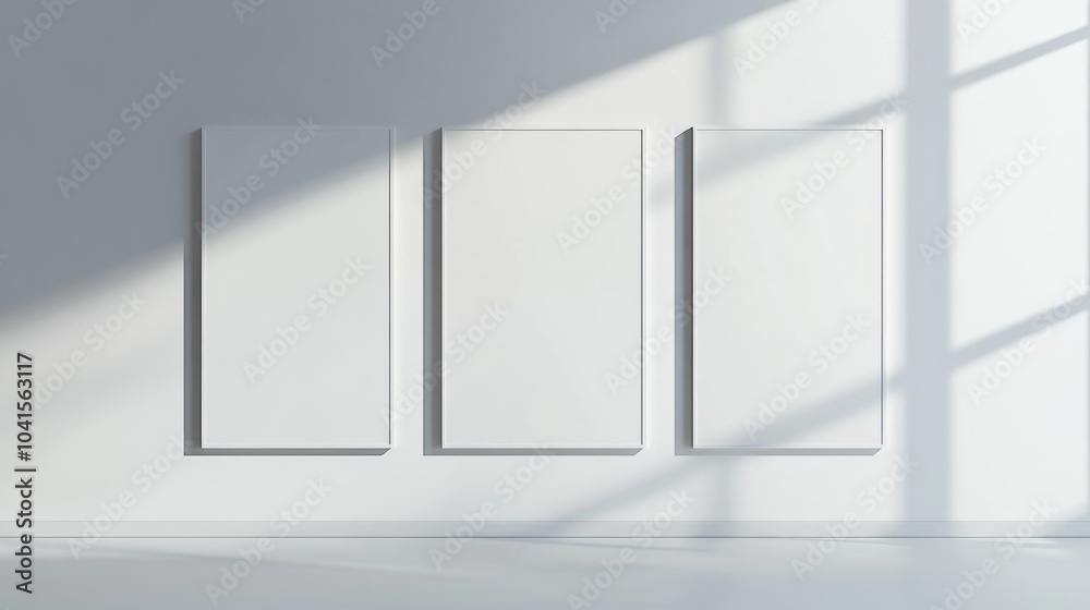 Poster Three blank mock up information boards in a white space ideal for showcasing text or images