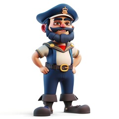 3D skipper character figure, cartoon style illustration isolated white background