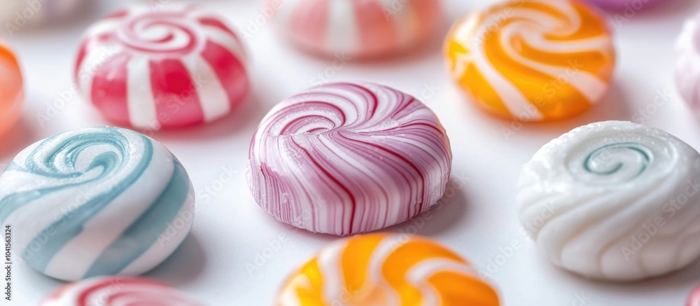 Poster close up perspective abstract layout bonbon candy at white for background backdrop wallpaper etc