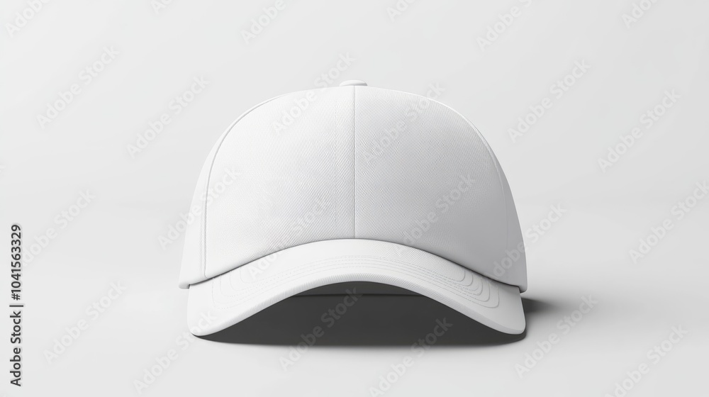 Poster white baseball cap mockup displayed on a plain white background for versatile design presentation