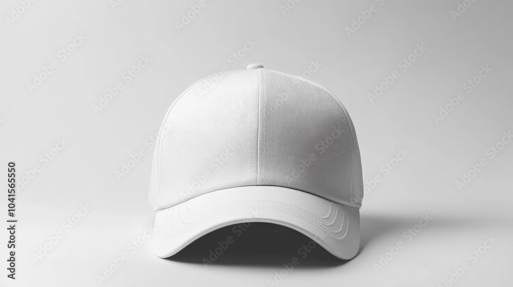 Poster white baseball cap mockup displayed on a plain white background for versatile design presentation
