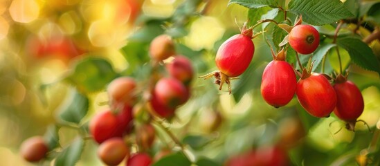 Rosehip Tree Blooming Natural Medicinal Rosehip Flowers