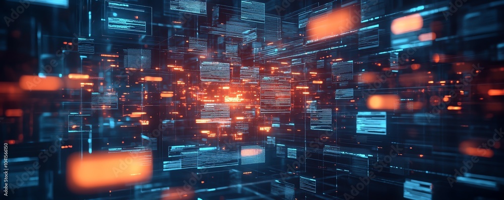 Aufkleber virtual files in a digital document management system concept, 3d rendering, modern aesthetics, orga
