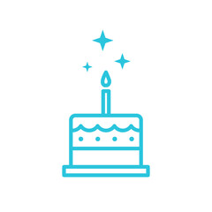 Sparkling Wishes Birthday Cake Icon. Isolated on white background. From blue icon set.