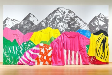 Mountains of garbage, fashionable clothes and plastic. Illustration on the theme of ecology and sustainable consumption. Buy Nothing Day.