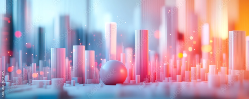 Poster 3d rendering of an abstract data analytics concept on a light backdrop, modern design, sleek and vib