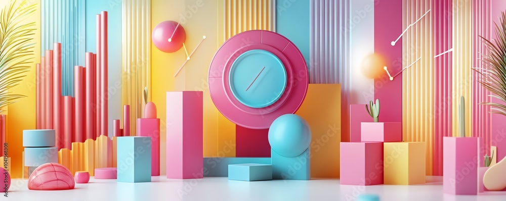 Poster 3d rendering of an abstract data analytics concept on a light backdrop, modern design, sleek and vib