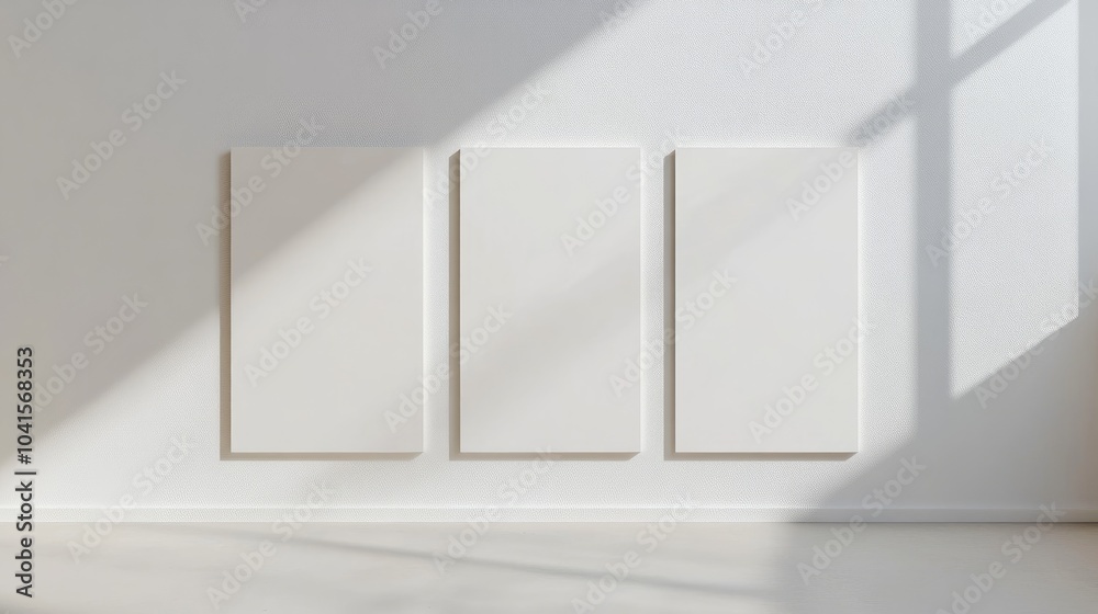 Poster Three blank mock up information boards in a white space ideal for showcasing text or images