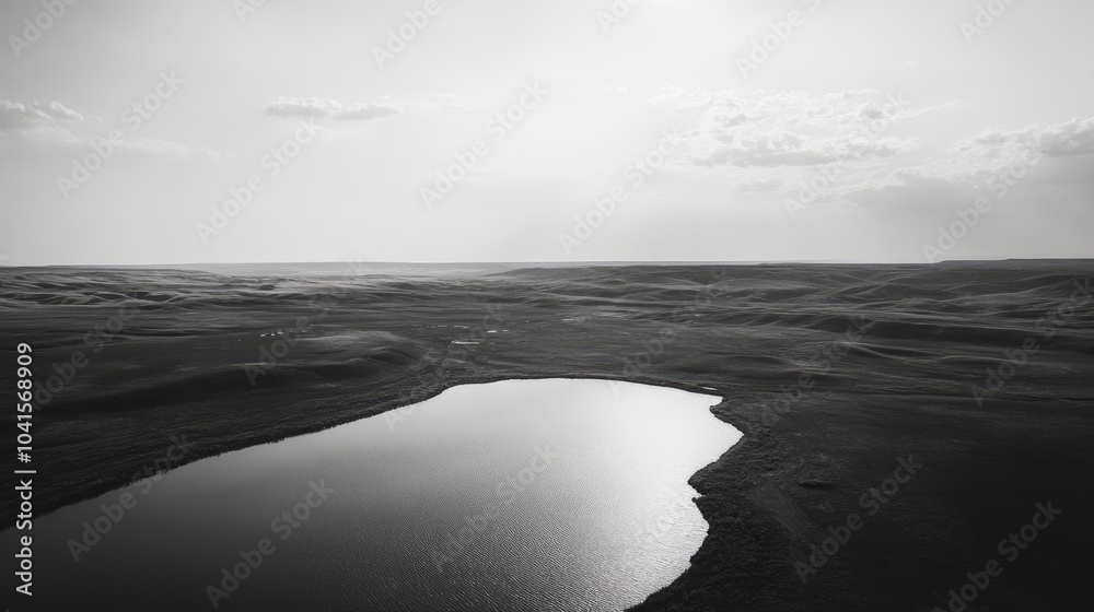 Poster black and white drone view of a remote wilderness landscape in the eastern region showcasing natural