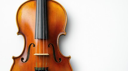 Vintage violin displayed from the front against a white background