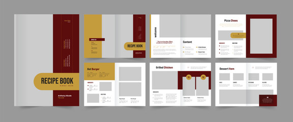 Recipe book , cookbook design, food menu template, cookbook magazine design
