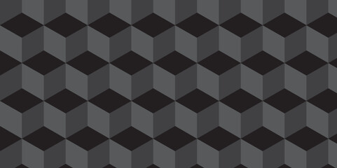 Seamless dark black geometric cube creative concept triangle overlapping overlap square technology background. geometric digital cubes fabric and wallpaper grid block texture background.