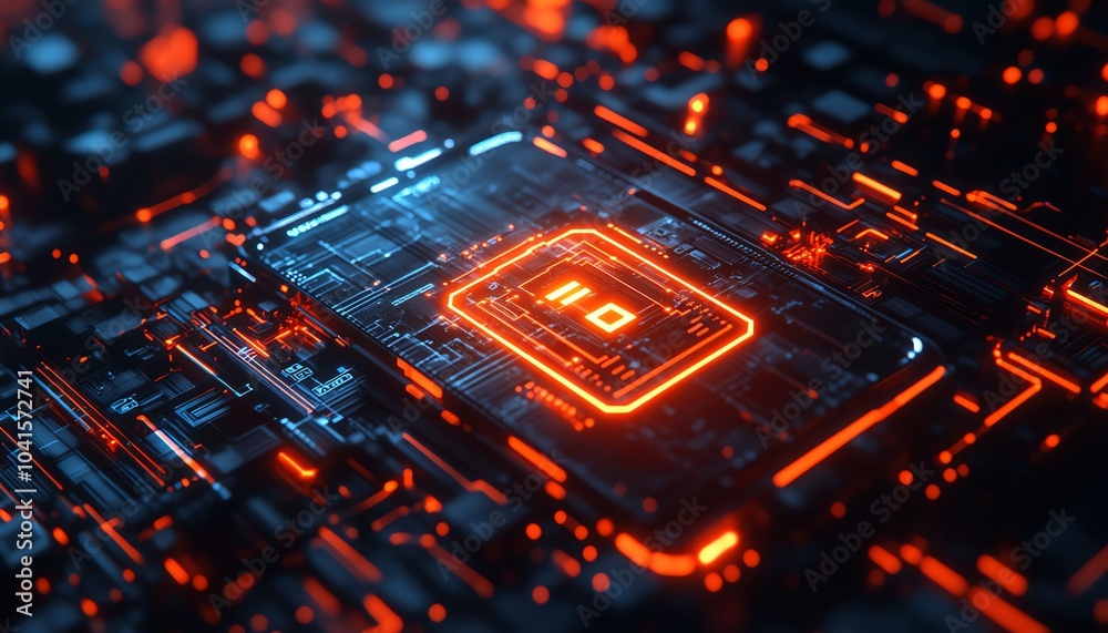 Poster Smartphone screen with a highlighted cybersecurity icon on a dynamic wireframe background, 3D rendering, modern aesthetics, hightech visuals