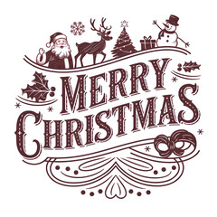Christmas themed isolated on transparent background for illustration and t-shirt printing
