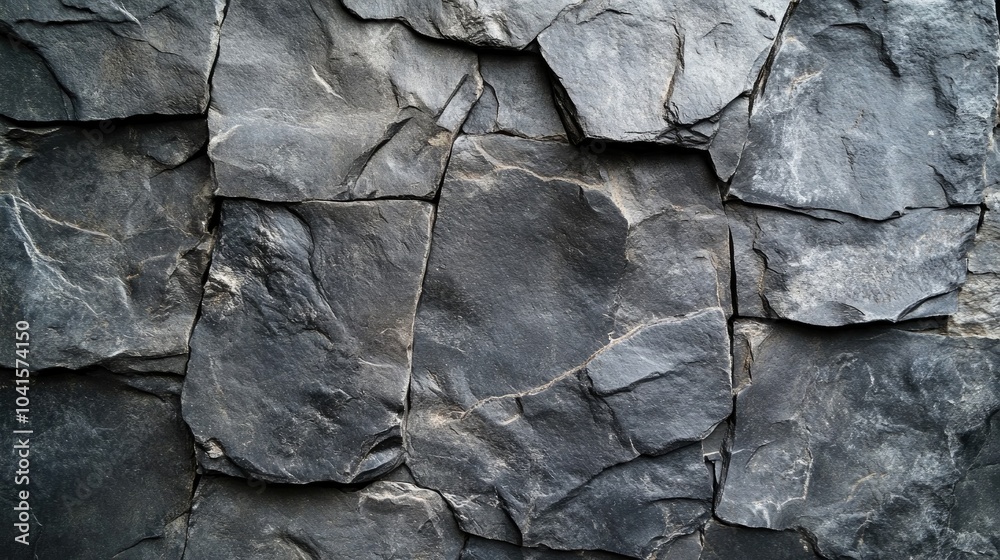 Poster dark gray anthracite stone texture on a wall or terrace slab resembling slate or concrete suitable f