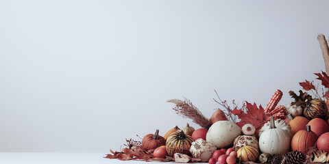 Obraz premium Thanksgiving illustration, fall crops piled high.