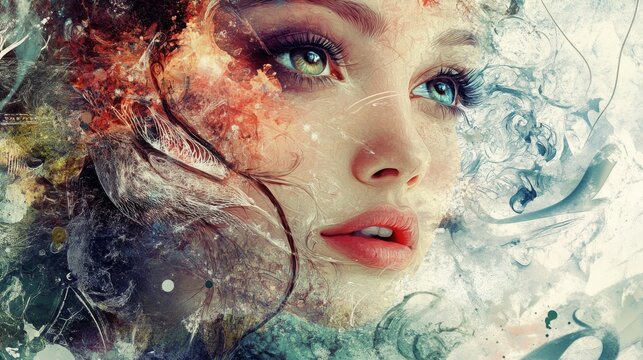 fluit art, woman, face, 16:9