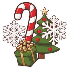 Christmas themed isolated on transparent background for illustration and t-shirt printing