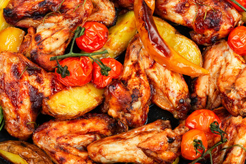 Barbecue grilled chicken wings.