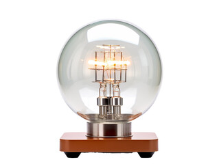a light bulb on a wood base