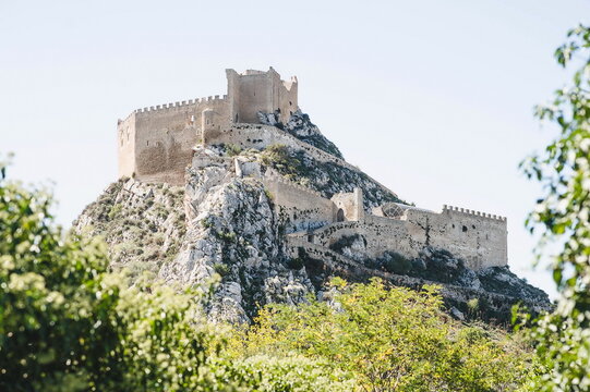 Mussomeli castle in the mountains in Sicily