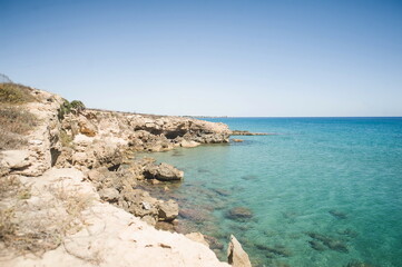 Fototapeta premium view of the coast of the sea in Sicily