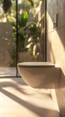 Modern Wall Mounted Toilet in Contemporary Bathroom with Natural Light