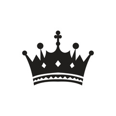 crown icon isolated on white background, Royal king crown queen princess tiara diadem prince crowns silhouette logo vector illustration