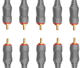 RCA stereo jack input cable isolated on white background. RCA composite audio video cable isolated...