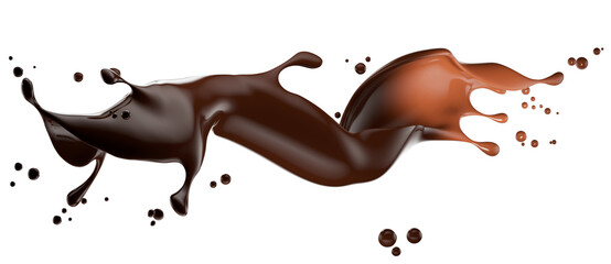 chocolate splash isolated on a white background. 3d render