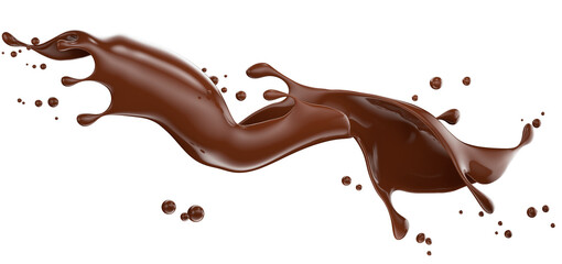chocolate splash isolated on a white background. 3d render
