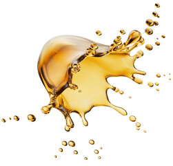 golden oil splash isolated on a white background. 3d render
