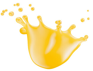 orange juice splash isolated on a white background. 3d render
