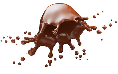 chocolate splash isolated on a white background. 3d render