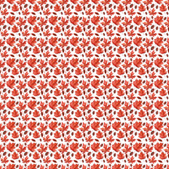 Watercolor seamless pattern with bright multicolored autumn leaves and maple winglets, chestnut fruits, oak acorns and pine cones