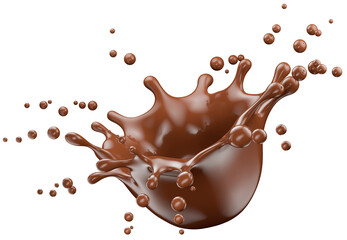 chocolate splash isolated on a white background. 3d render