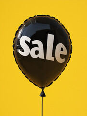 A black balloon with the word 