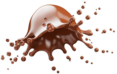 chocolate splash isolated on a white background. 3d render