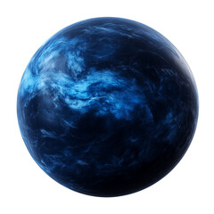 Neptune dark blue planet with white clouds swirling isolated on transparent background