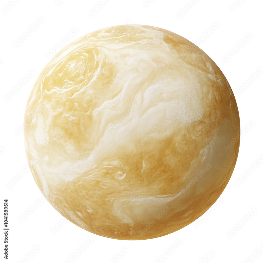 Wall mural venus soft yellow planet with thick clouds swirling around it isolated on transparent background