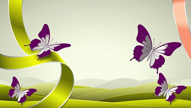 Butterflies and Wavy Background