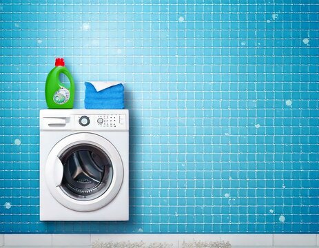 detergent powder and packaged washing machine on 