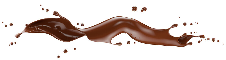 chocolate splash isolated on a white background. 3d render