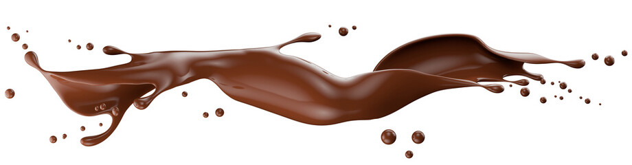 chocolate splash isolated on a white background. 3d render
