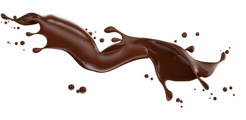 chocolate splash isolated on a white background. 3d render