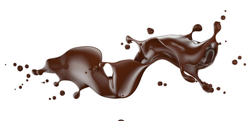 chocolate splash isolated on a white background. 3d render