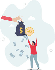 Tax payment or losing money without tax planning concept,flat design with people.
