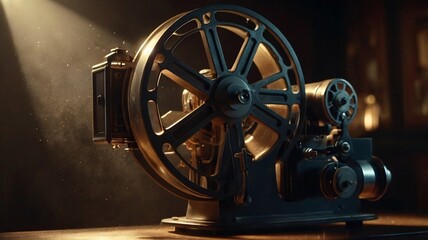 Fototapeta premium antique film projector in the room. generative ai