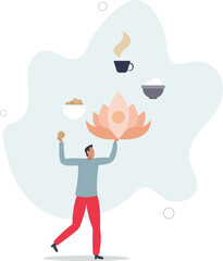 Ayurvedic diet and lifestyle for balanced body weight and wellness .flat design with people.